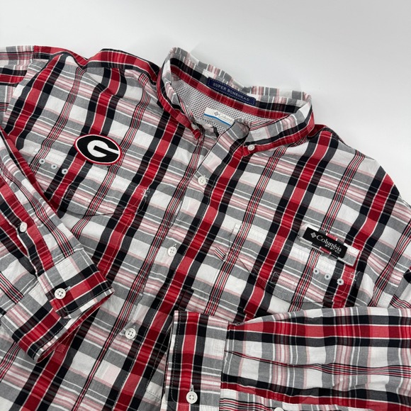 Columbia Other - Columbia PFG Super Bonehead Georgia Bulldogs Fishing Shirt Mens Large Red Plaid